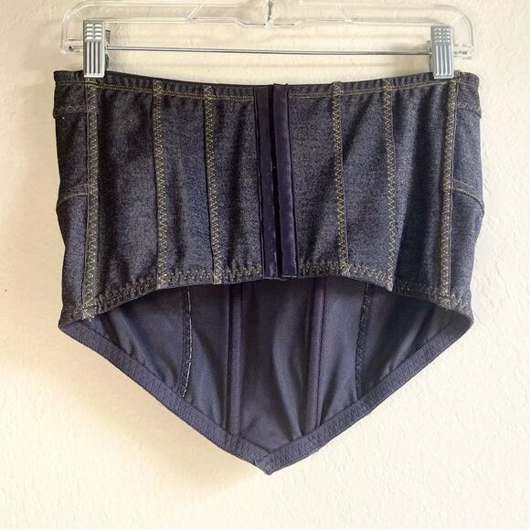 Bustier style denim look top western hippie boho summer - Picture 2 of 4